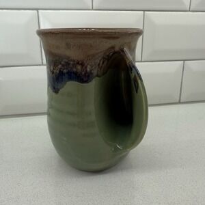 Neher 2019 Clay in Motion Right Hand Handwarmer Ceramic Pottery Mug Misty Green